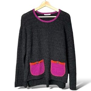 MARGARET WINTERS Cotton Blend Art to Wear Long Sleeve Sweater Pocket Detail Sz S